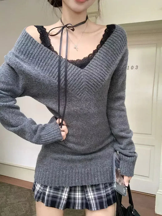 3 Pieces Set Outfits Women Korean Style Two Piece Set Knit Top Pleated Plaid Skirt Matching Set New 2000s Clothes Y2k Gyaru Girl