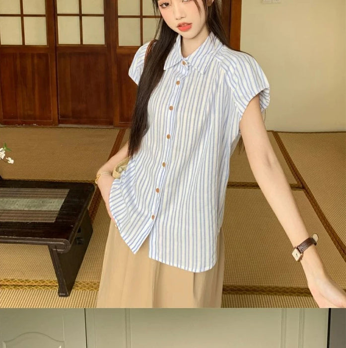 Slit Stripe Women's Two Skirt Piece Set Festival Elegant Casual Vintage New in The Same Korean Style Co Ord Chic Female Outfits