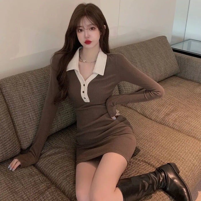 Sexy Female Dress Bodycon Tight Elegant Party Corset Outfits Full Casual Youth Retro Cotton Women's Long Sleeve Dresses Coquette