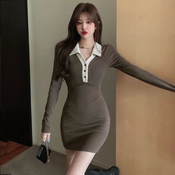 Sexy Female Dress Bodycon Tight Elegant Party Corset Outfits Full Casual Youth Retro Cotton Women's Long Sleeve Dresses Coquette