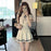 VenusFox Contrast Flying Sleeves Mini Dress for Women Striped Ruffles Elastic A Line Dresses Preppy Style High Waist Vestidos