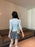 Korean College Sle Sweet And Spicy irt Top with Waist-Cinching Midi Skirt Set Cotton Blend Seven-quarter Sve Tie-waist