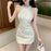 VenusFox Evening Dresses Women Flowers Elegant Mesh Patchwork Sleeveless Rhinestone Hollow Out Wedding Party Cocktail Birthday