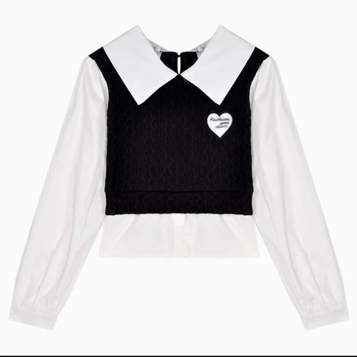Women's Spring Autumn Preppy Style Clothing 2025 New Student Patchwork Shirt Mini Pleated Skirts Outfits High School Uniform