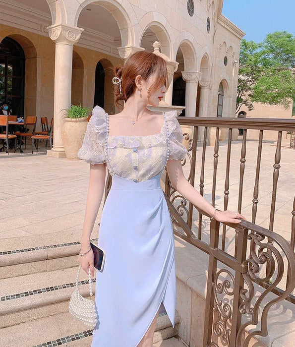 2 Pieces Sets for Women Short Sleeve Skirt Slit Kawaii Clothing Trend 2024 Formal Occasion Luxury Designer Event Woman Outfit