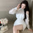 Off Shoulder Dresses for Women Spring Autumn 2025 Beach Korean Fashion One Pieces Curvy Hot Kpop Chiffon Woman Long Sleeve Dress