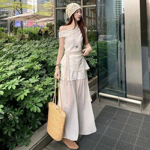 Office 2 Pieces Skirt Sets for Women Summer Fashion 2025 Korean Style Full Y2k Streetwear Chic and Elegant Co Ord Woman Outfit