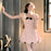 VenusFox French Cute Girl Pink Dress 2025 Summer Women New Gentle Lace Sweet Fresh Slimming Temperament Bow A-line Short Dresses