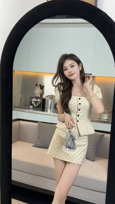 Party Short Sleeve Kawaii 2 Pieces Sets for Women Skirt Woman Outfit Y2k Streetwear New in The Same Matching Vintage Stylish