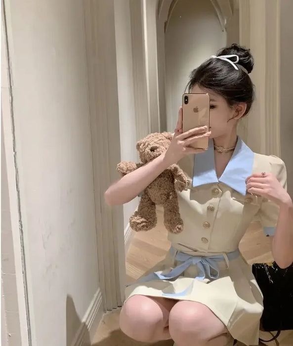 Kawaii 2 Pieces Skirt Sets for Women Vacation 2025 New Matching in The Same Full Summer Fashion Clothing Trend Woman Outfit