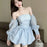VenusFox French Strapless Dress Women Spring Summer Temperament High-end Sexy Backless Princess Puffy Dresses Shorts Set