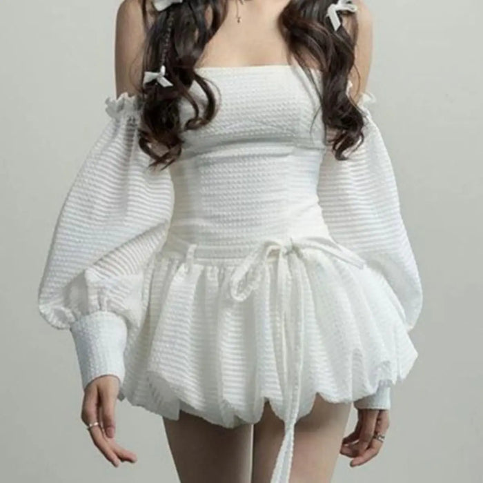 VenusFox French Strapless Dress Women Spring Summer Temperament High-end Sexy Backless Princess Puffy Dresses Shorts Set