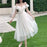 Mesh Dress Woman 2023 Summer Fairycore  Low Chest Off Shoulder Lace-Up White Dresses Women Sexy Sweet Spaghetti Strap Dress