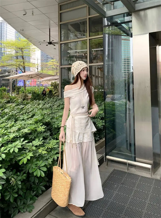 Office 2 Pieces Skirt Sets for Women Summer Fashion 2025 Korean Style Full Y2k Streetwear Chic and Elegant Co Ord Woman Outfit