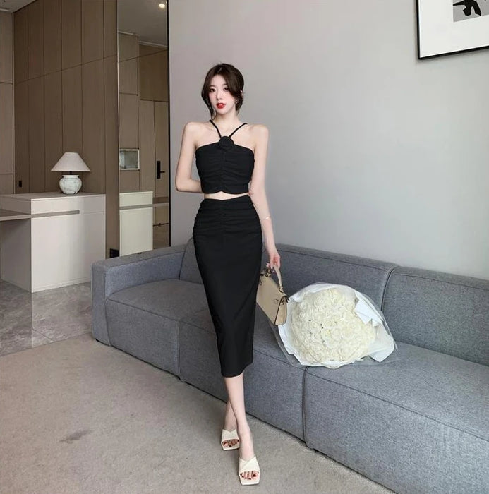 2 Pieces Skirt Sets for Women Flowers Jacket Full Luxury Designer Clothing Summer Fashion 2025 Y2k Clothes Woman Outfit Sling