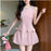VenusFox Sweet Sleeveless Birthday Party Dress Women Summer Beading Round Neck Waist Bow A-line Mini Dresses Elegant Vestidos