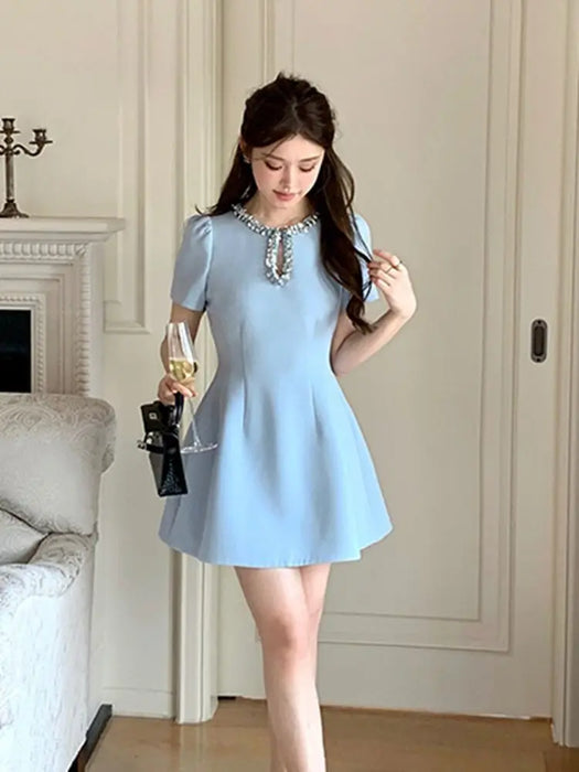 2025 French Luxury Designer Sequined Summer Dresses For Woman Elegant Fashion Casual Short Dress Party Vestidos Feminino Robes