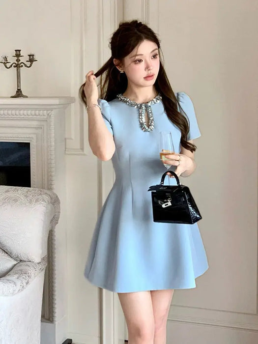 2025 French Luxury Designer Sequined Summer Dresses For Woman Elegant Fashion Casual Short Dress Party Vestidos Feminino Robes