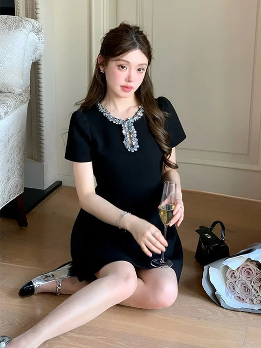2025 French Luxury Designer Sequined Summer Dresses For Woman Elegant Fashion Casual Short Dress Party Vestidos Feminino Robes