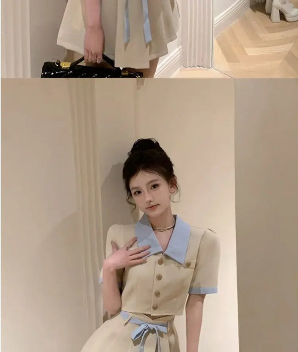 Kawaii 2 Pieces Skirt Sets for Women Vacation 2025 New Matching in The Same Full Summer Fashion Clothing Trend Woman Outfit
