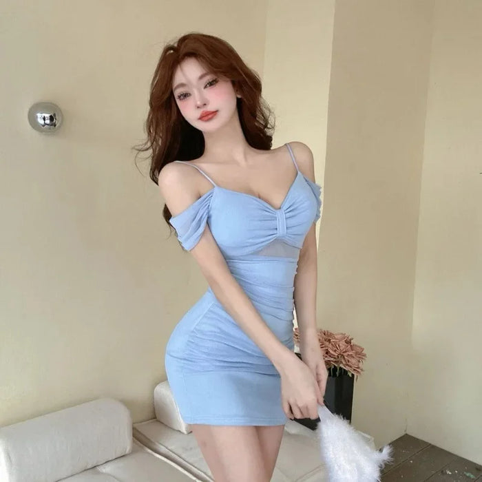 Sexy Low Cut Strapless Bodycon Dress for Women Summer Night Club Workwear Hot Girl Shoulder Bared Mini Dress Club Women's Wear