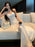 VenusFox Women's Vintage Pink & White Lace Patchwork Strapless Maxi Dress