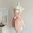 Summer Women Ballet Core Preppy Bow Satins A-line Dress Mini Frocks Backless One-Piece Evening Party Shoujo Gyaru Old Money