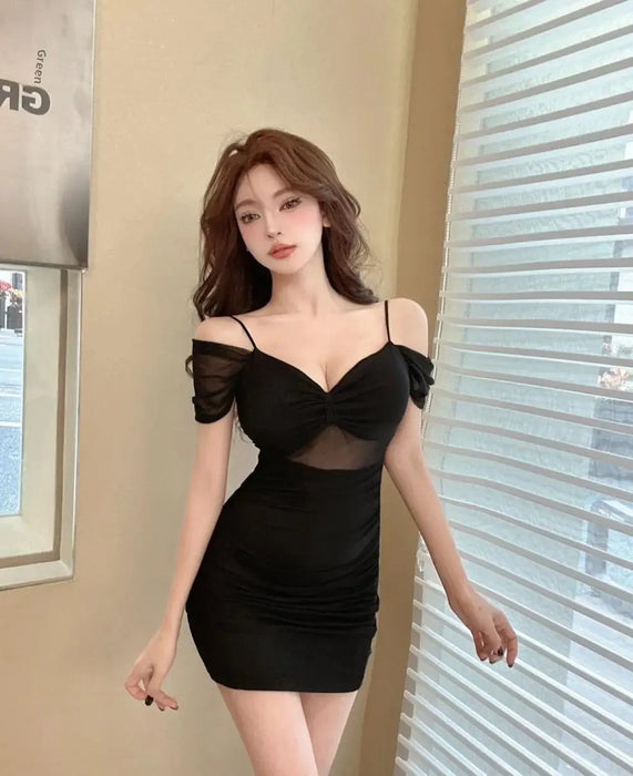 Sexy Low Cut Strapless Bodycon Dress for Women Summer Night Club Workwear Hot Girl Shoulder Bared Mini Dress Club Women's Wear