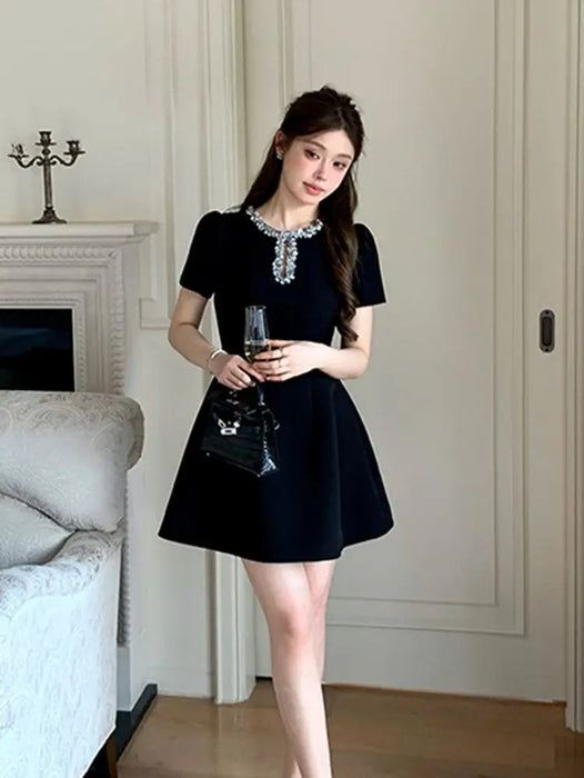 2025 French Luxury Designer Sequined Summer Dresses For Woman Elegant Fashion Casual Short Dress Party Vestidos Feminino Robes