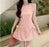 VenusFox Sweet Sleeveless Birthday Party Dress Women Summer Beading Round Neck Waist Bow A-line Mini Dresses Elegant Vestidos