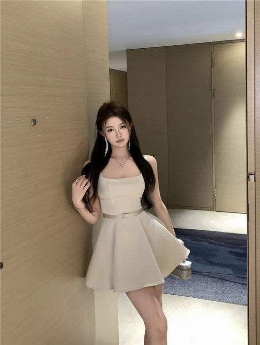 Ele Satin Slim Fit ter Dr Women's Summer High Waist Flared ort Skirt Slimming A-Line Dr Korean Sle Casual Wear