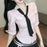 Korean College Sle Sweet And Spicy irt Top with Waist-Cinching Midi Skirt Set Cotton Blend Seven-quarter Sve Tie-waist