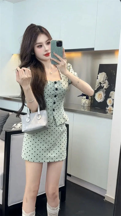Party Short Sleeve Kawaii 2 Pieces Sets for Women Skirt Woman Outfit Y2k Streetwear New in The Same Matching Vintage Stylish