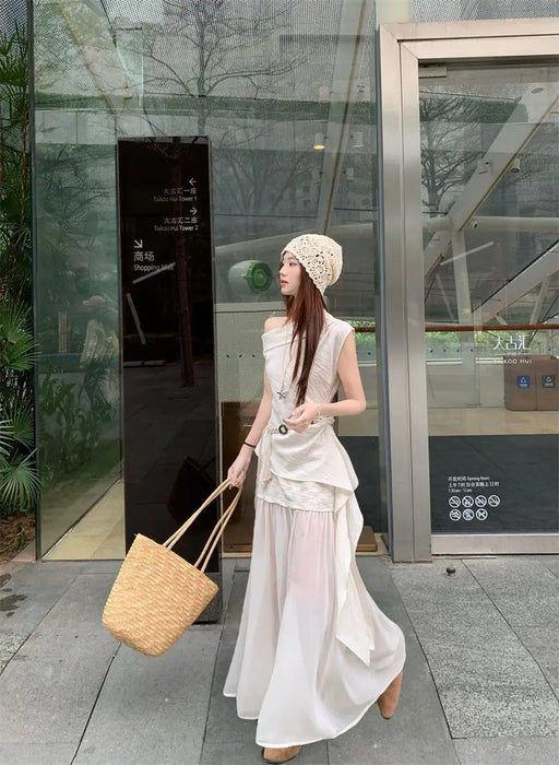 Office 2 Pieces Skirt Sets for Women Summer Fashion 2025 Korean Style Full Y2k Streetwear Chic and Elegant Co Ord Woman Outfit