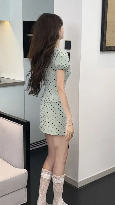 Party Short Sleeve Kawaii 2 Pieces Sets for Women Skirt Woman Outfit Y2k Streetwear New in The Same Matching Vintage Stylish