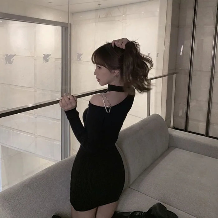 Over The Shoulder Woman Knitted Dress New in Fashion Cool Essential Comfortable Korean Y2k Sexy Daring Crochet Dresses for Women
