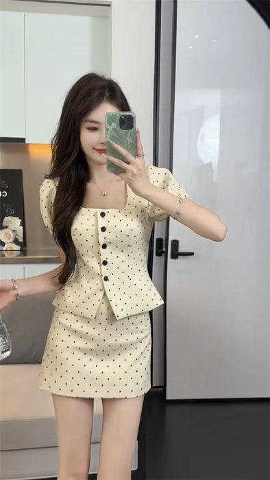 Party Short Sleeve Kawaii 2 Pieces Sets for Women Skirt Woman Outfit Y2k Streetwear New in The Same Matching Vintage Stylish