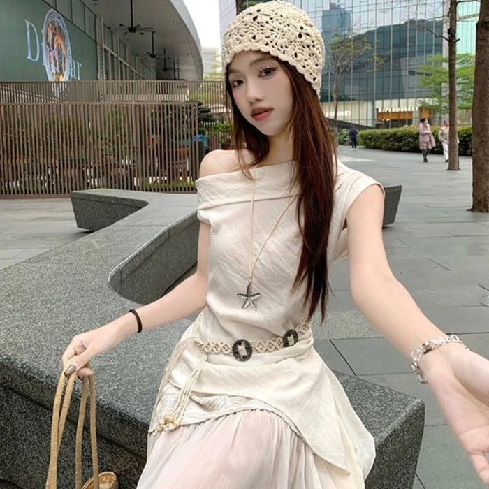 Office 2 Pieces Skirt Sets for Women Summer Fashion 2025 Korean Style Full Y2k Streetwear Chic and Elegant Co Ord Woman Outfit