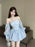 VenusFox French Strapless Dress Women Spring Summer Temperament High-end Sexy Backless Princess Puffy Dresses Shorts Set