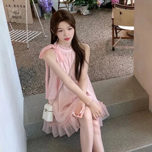 VenusFox Women's Elegant Sleeveless Mini Dress – Korean-Inspired Casual Summer Dress
