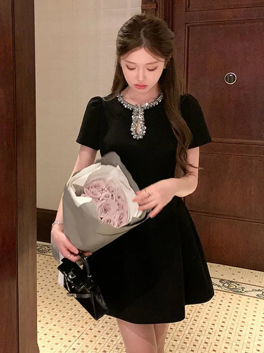2025 French Luxury Designer Sequined Summer Dresses For Woman Elegant Fashion Casual Short Dress Party Vestidos Feminino Robes