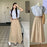 Slit Stripe Women's Two Skirt Piece Set Festival Elegant Casual Vintage New in The Same Korean Style Co Ord Chic Female Outfits