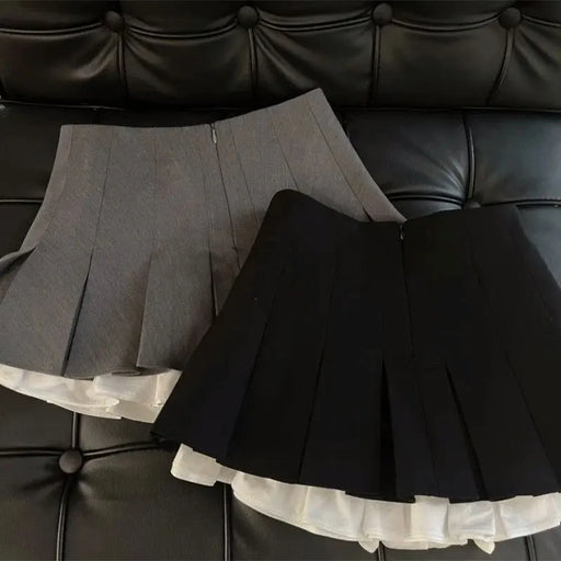 VenusFox Women's High-Waist Pleated Mini Skirt – Ruffle A-Line Style
