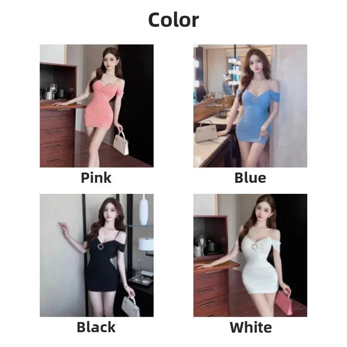 Sexy Low Cut Strapless Bodycon Dress for Women Summer Night Club Workwear Hot Girl Shoulder Bared Mini Dress Club Women's Wear
