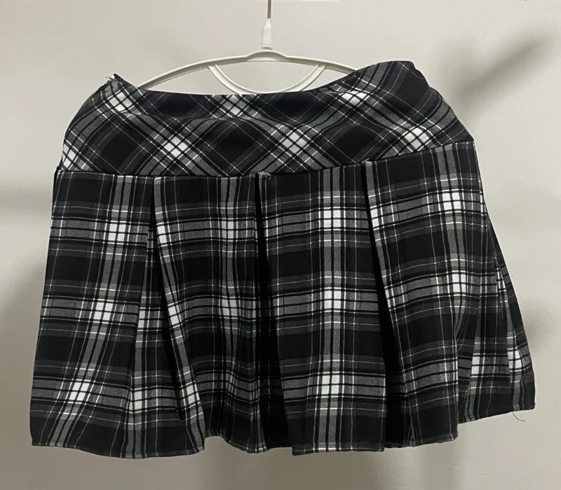 3 Pieces Set Outfits Women Korean Style Two Piece Set Knit Top Pleated Plaid Skirt Matching Set New 2000s Clothes Y2k Gyaru Girl