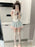 Y2k Sweet Style Skirt Set Bow Tie Peter Pan Collar Top High-Waist Puffy Skirt 2 Piece Set Summer Preppy JK Sailor Uniform Outfit