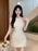 VenusFox Evening Dresses Women Flowers Elegant Mesh Patchwork Sleeveless Rhinestone Hollow Out Wedding Party Cocktail Birthday