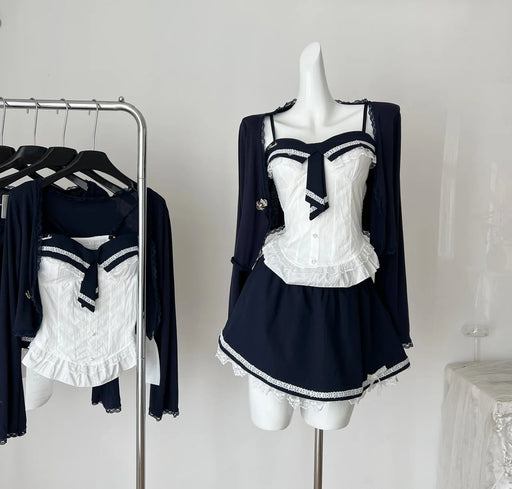 Summer Women Kpop Birthday Gyaru Y2k Coquette 2000s Aesthetic Rave Idols Outfits 2 Piece Set Camisole + Mini Pleated Skirt