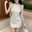 VenusFox Evening Dresses Women Flowers Elegant Mesh Patchwork Sleeveless Rhinestone Hollow Out Wedding Party Cocktail Birthday