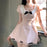 VenusFox French Cute Girl Pink Dress 2025 Summer Women New Gentle Lace Sweet Fresh Slimming Temperament Bow A-line Short Dresses